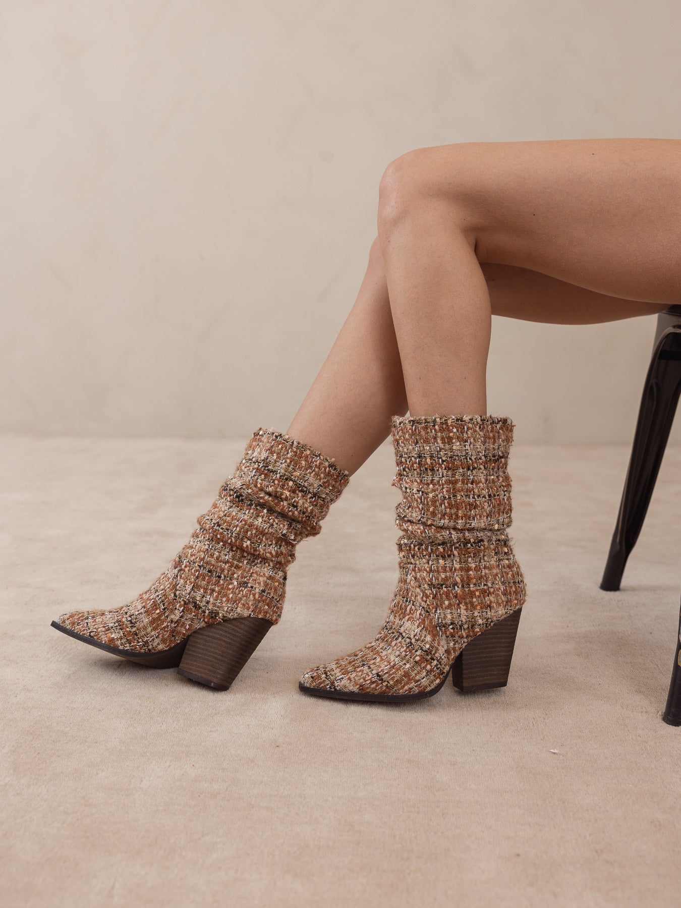 The Letty | Chai Tweed Tweed Slouch Boot