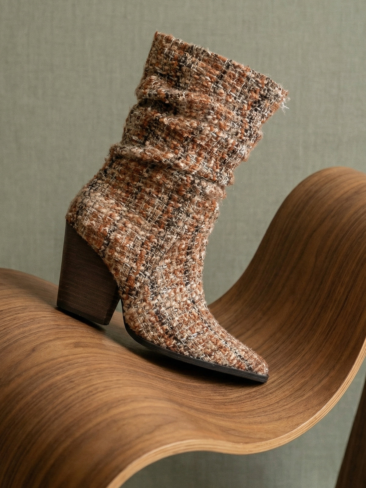 The Letty | Chai Tweed Tweed Slouch Boot