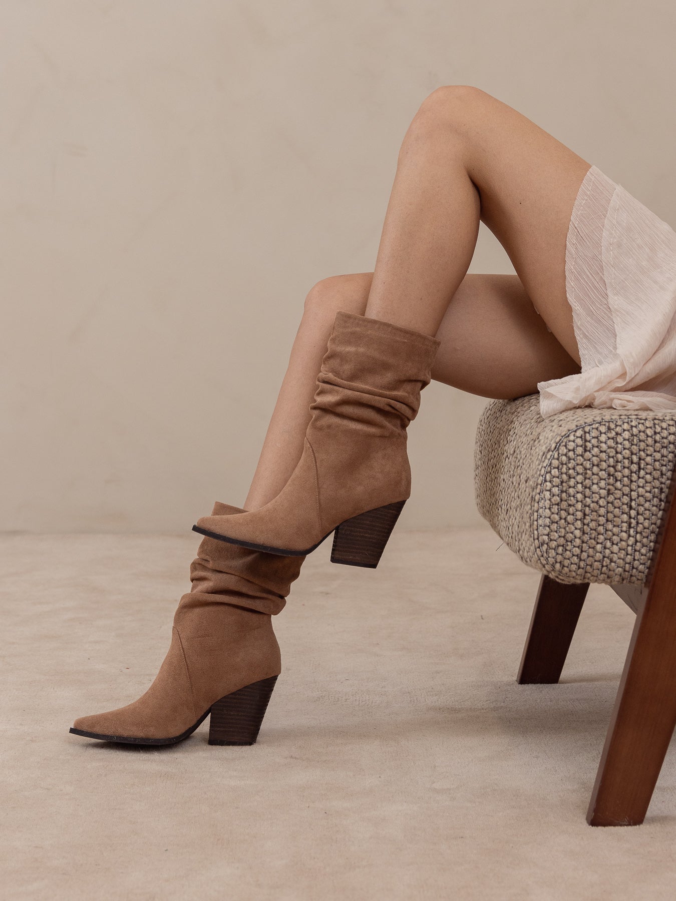 The Letty | Latte Tweed Slouch Boot