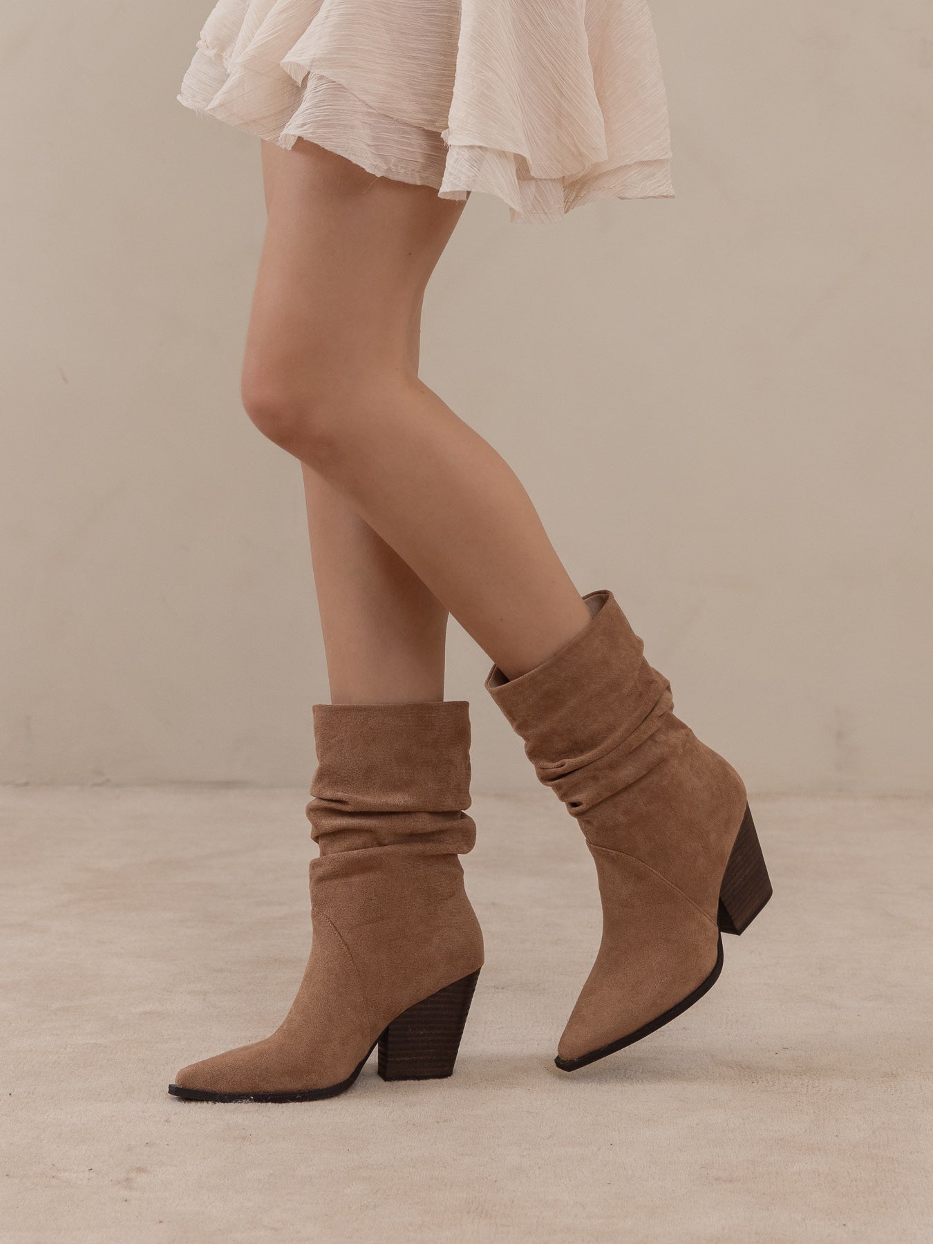 The Letty | Latte Tweed Slouch Boot
