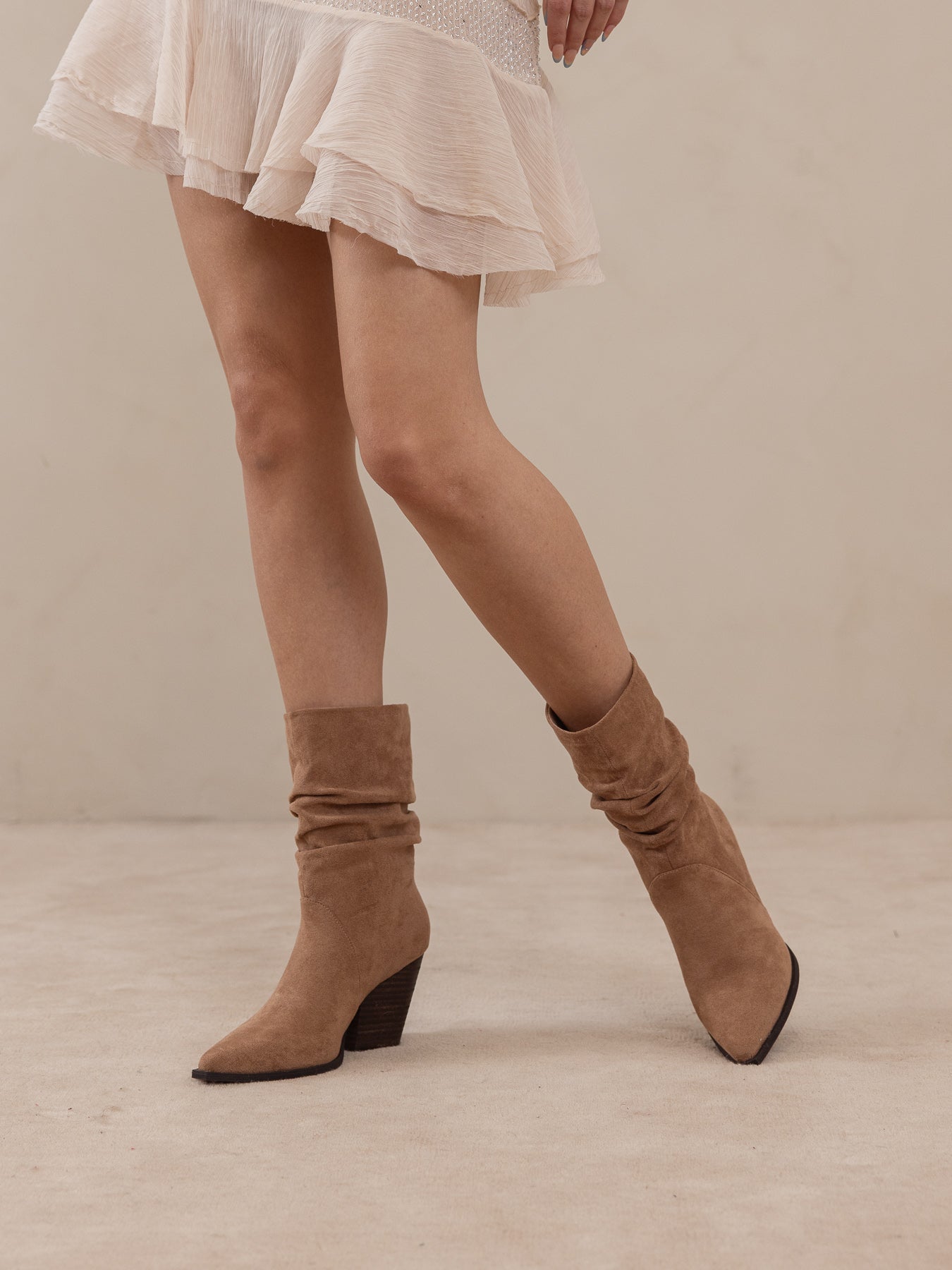 The Letty | Latte Tweed Slouch Boot