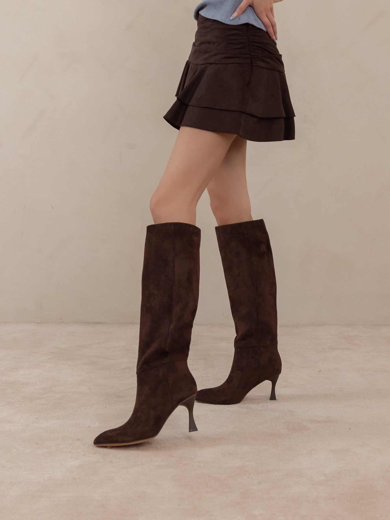 The Lexington | Coffee Sleek Pointed Toe Knee High Boot