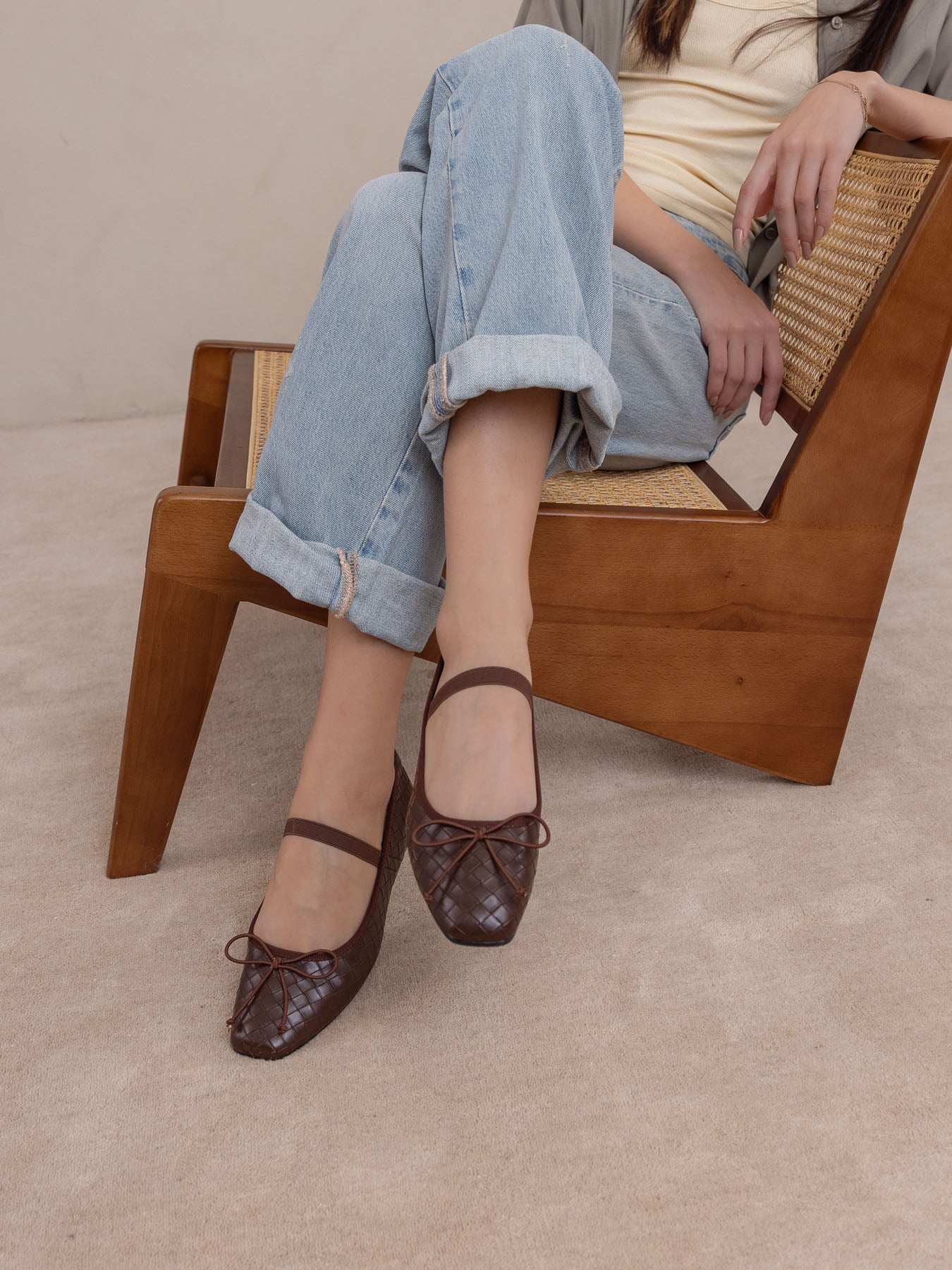The Logan | Coffee Woven Ballet Flat