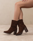 The Lynette | Coffee Wrap-Tie Bow Suede Bootie