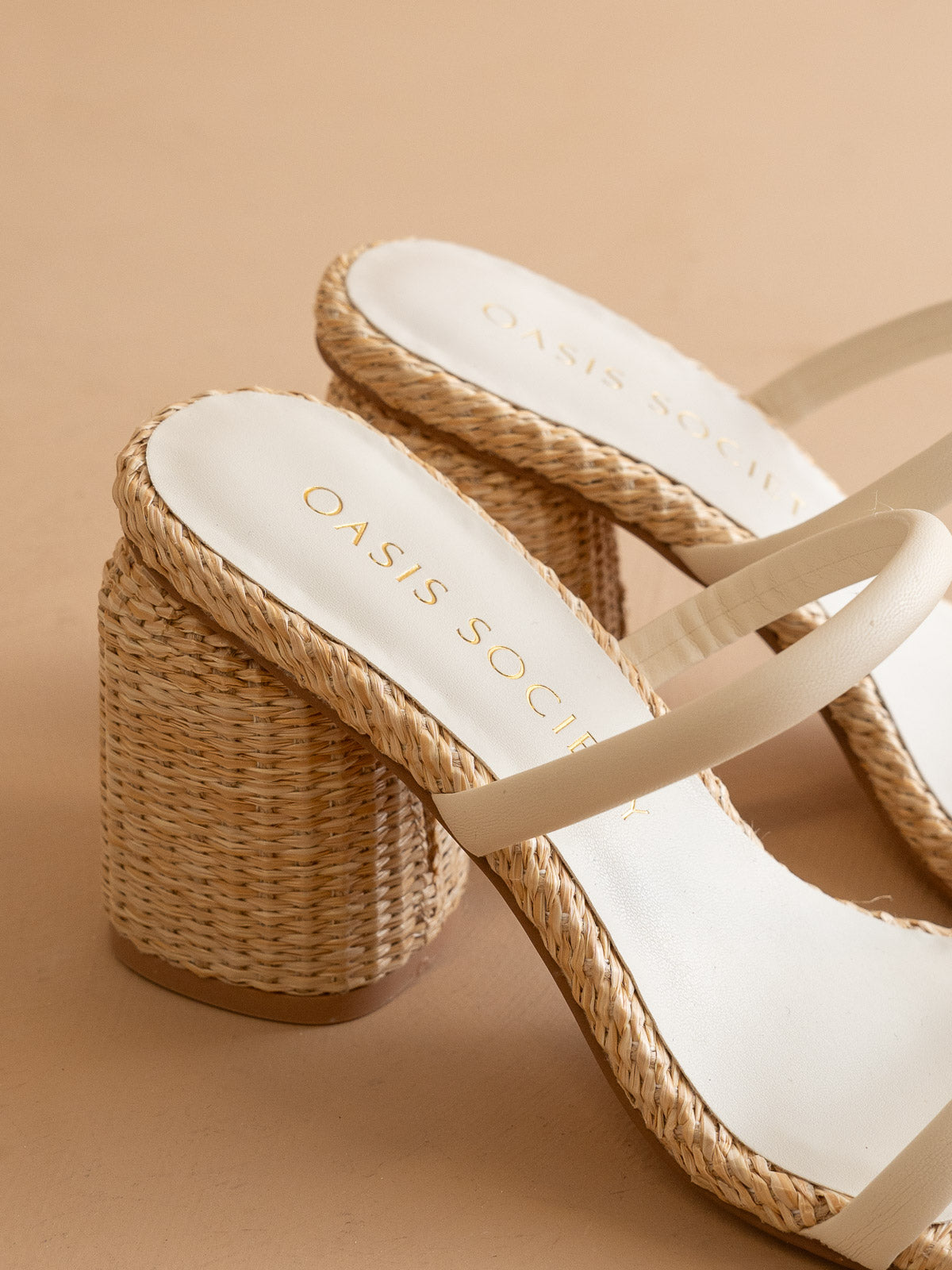 The Margaret | Beige Rattan Heel