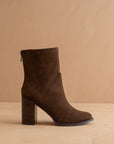 The Maxine | Coffee Minimal Suede Heel Bootie