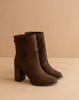 The Maxine | Coffee Minimal Suede Heel Bootie