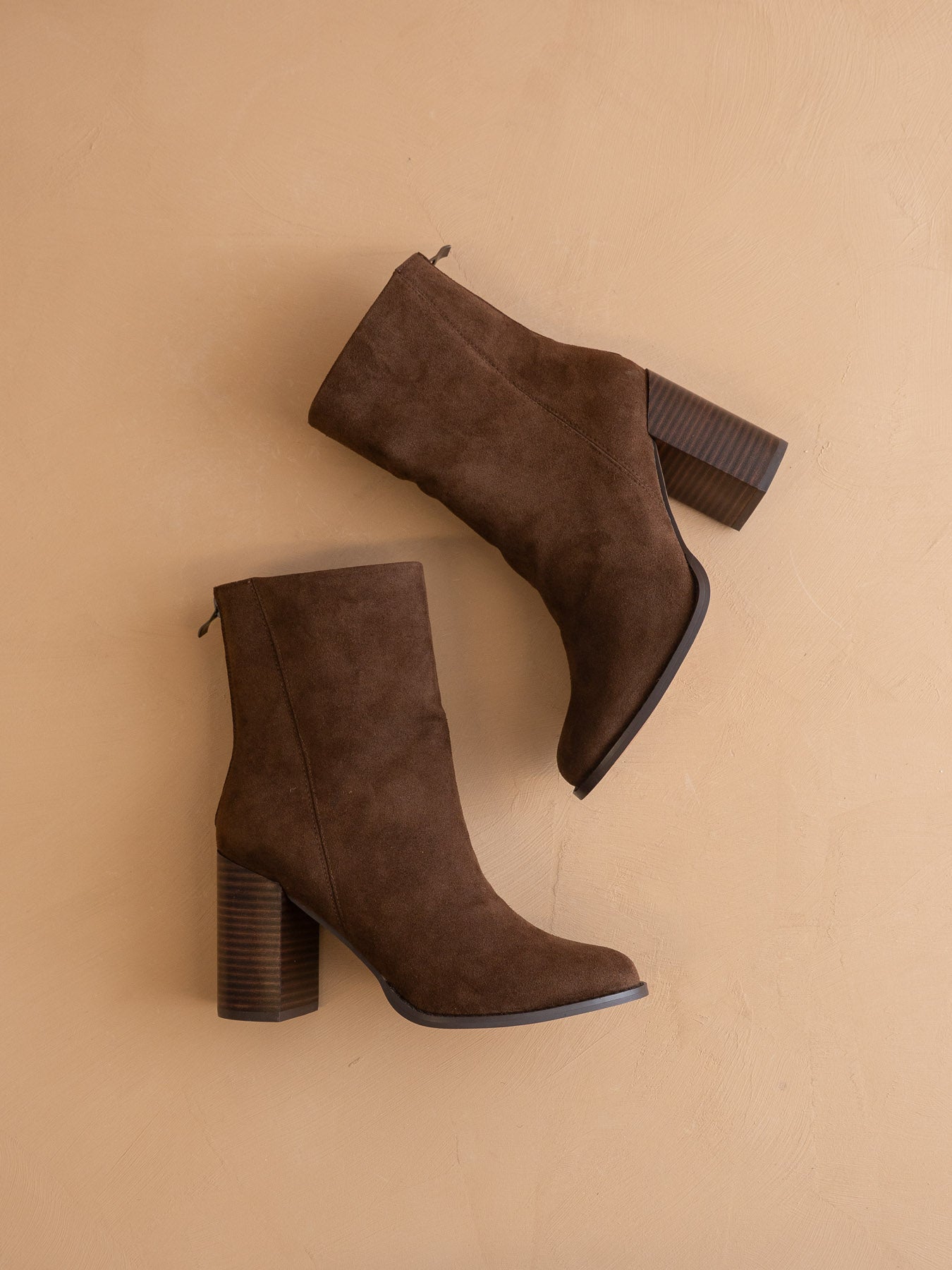 The Maxine | Coffee Minimal Suede Heel Bootie