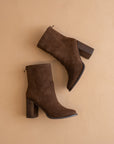The Maxine | Coffee Minimal Suede Heel Bootie