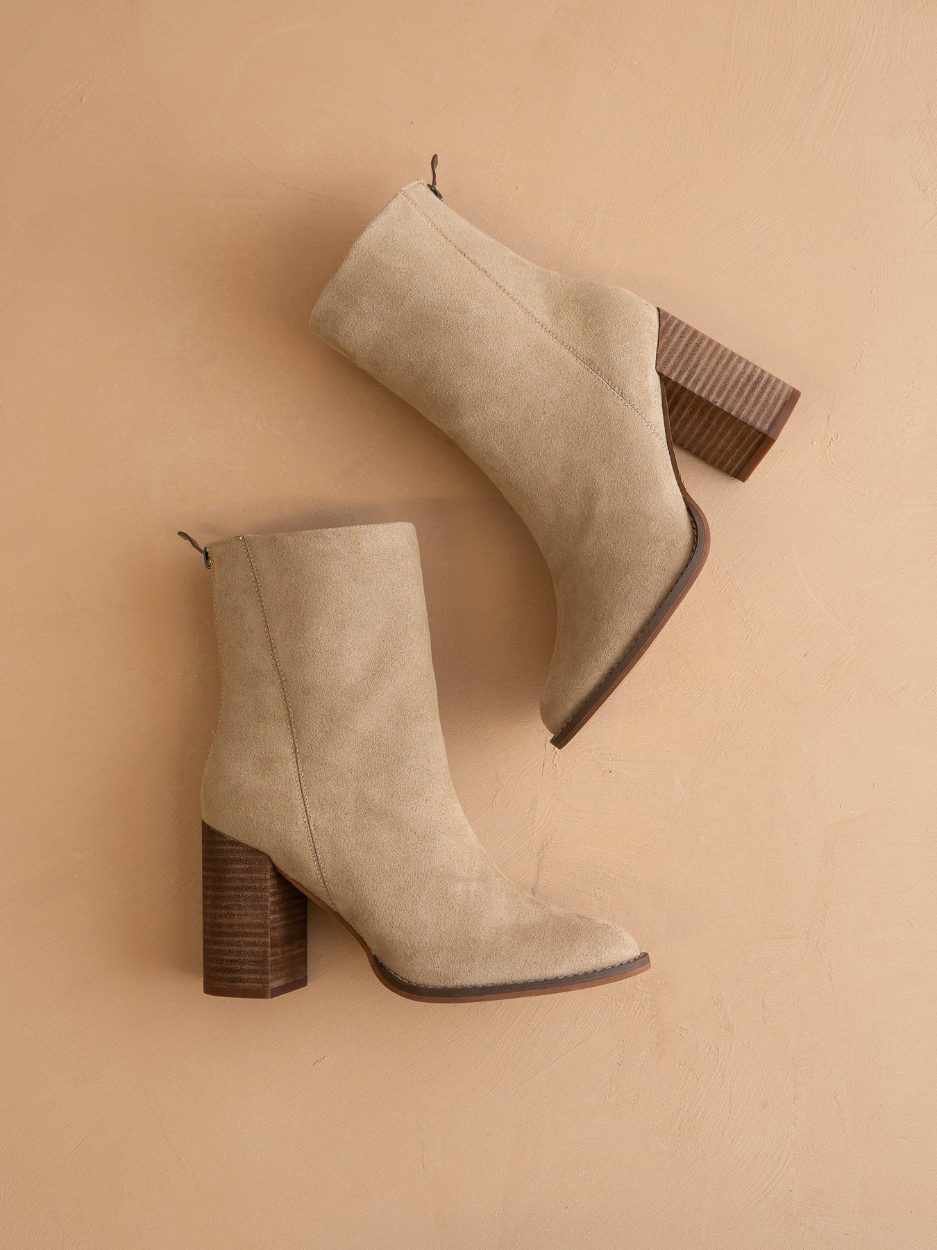 The Maxine | Khaki Minimal Suede Heel Bootie