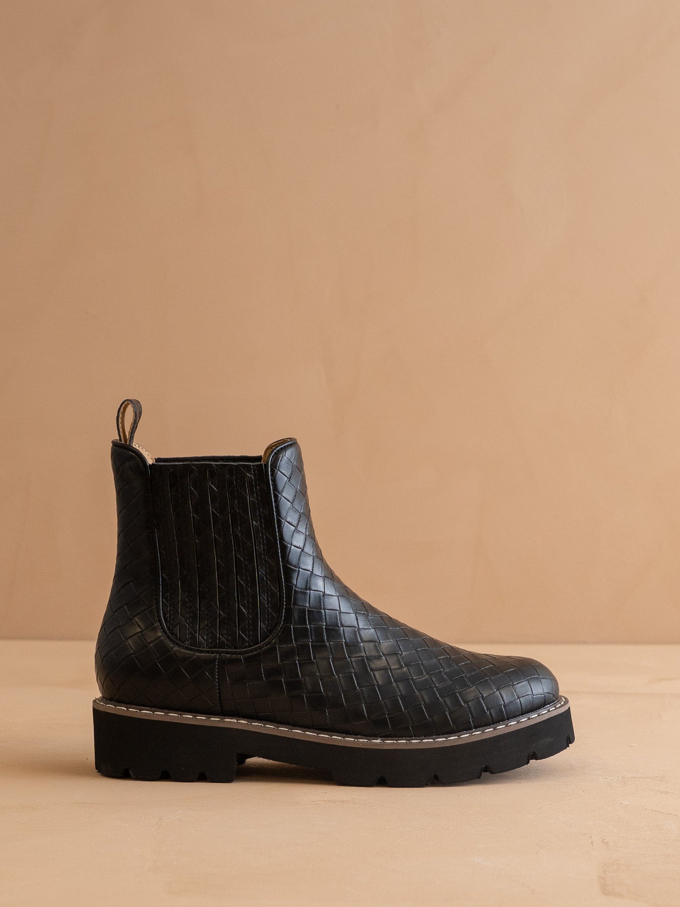 The Myra | Black Woven Chelsea Boot