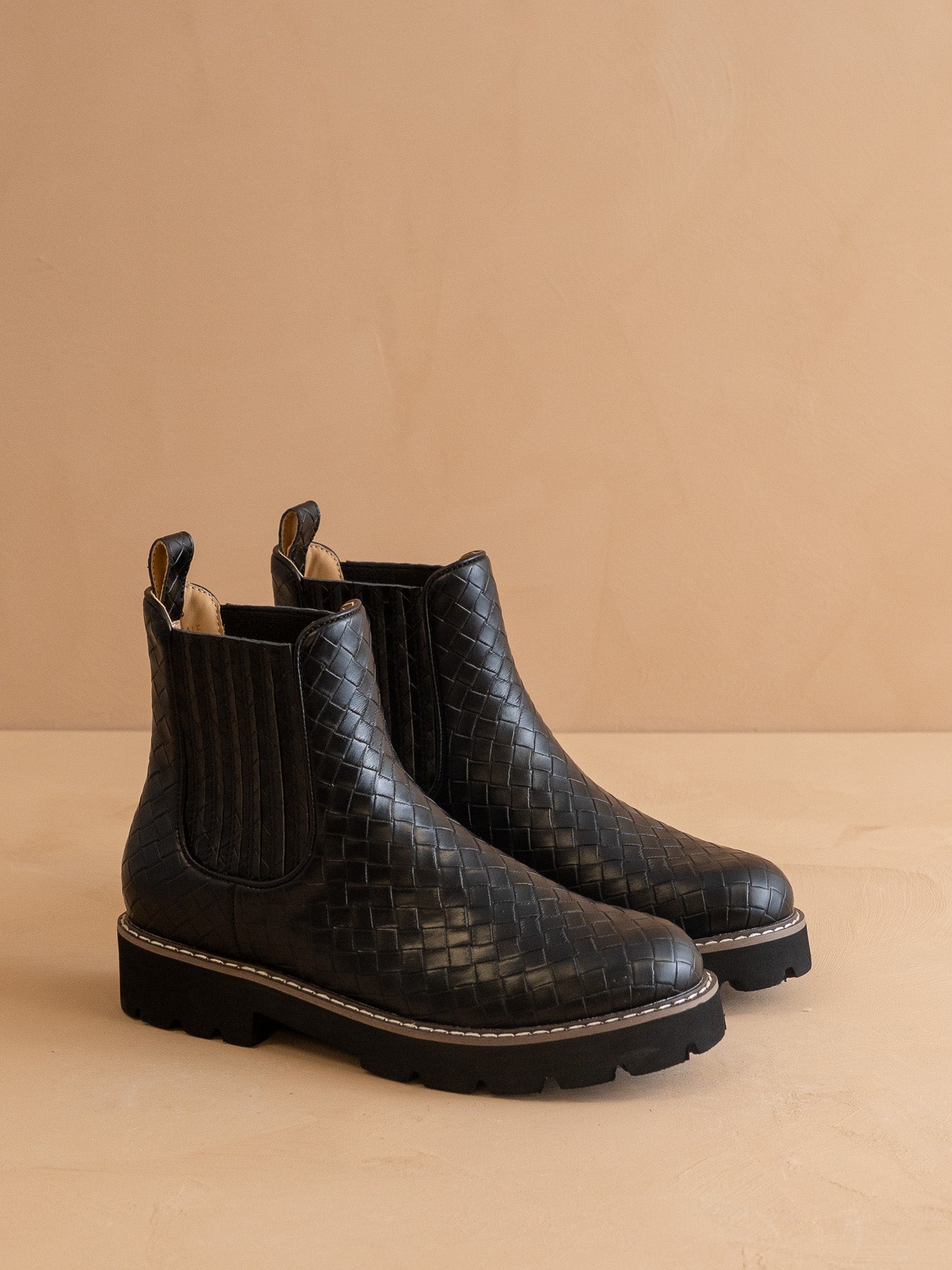 The Myra | Black Woven Chelsea Boot