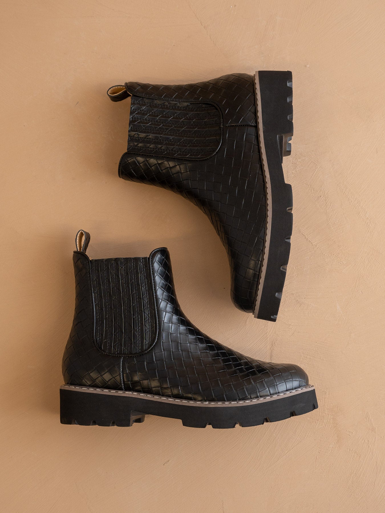 The Myra | Black Woven Chelsea Boot
