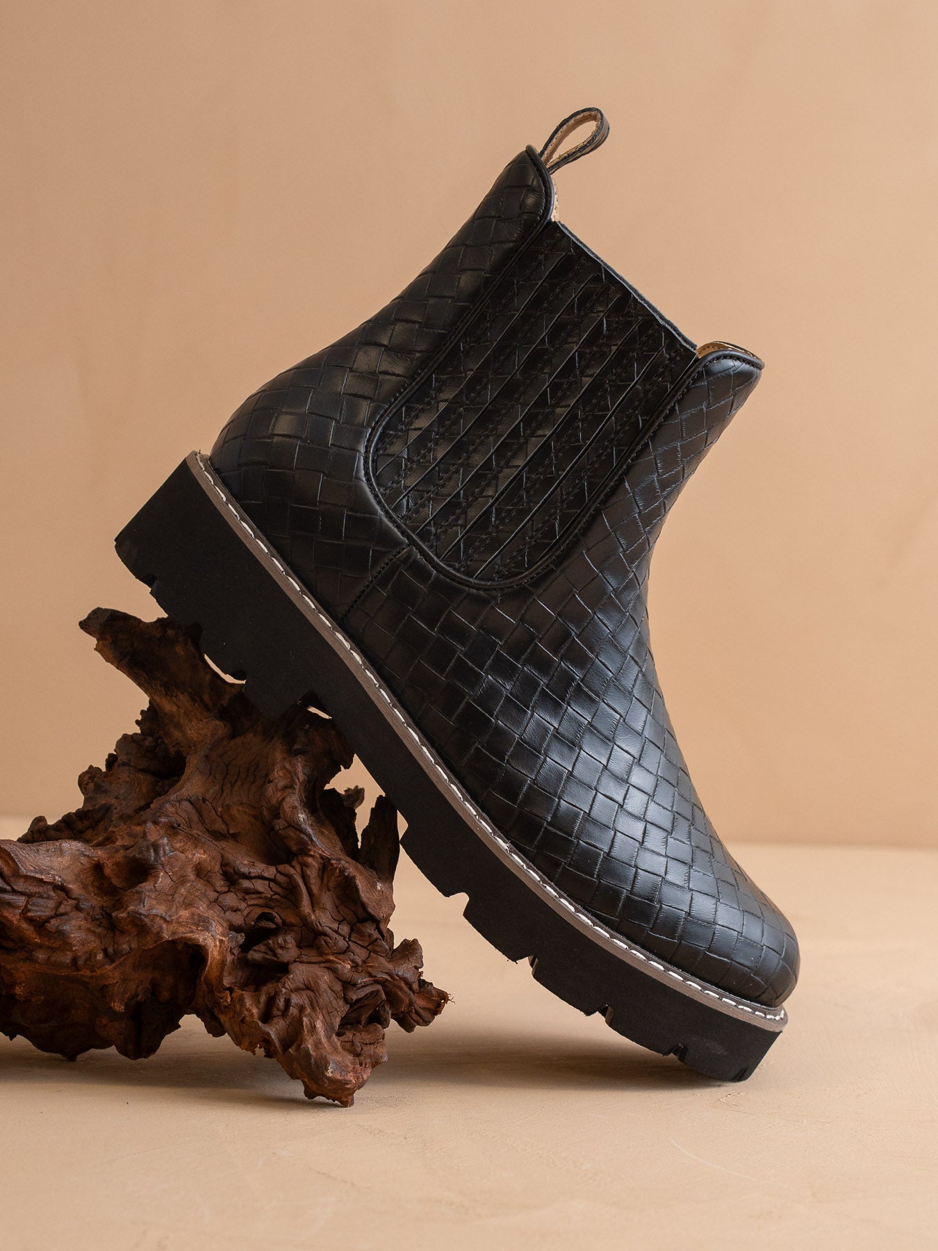 The Myra | Black Woven Chelsea Boot