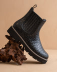 The Myra | Black Woven Chelsea Boot