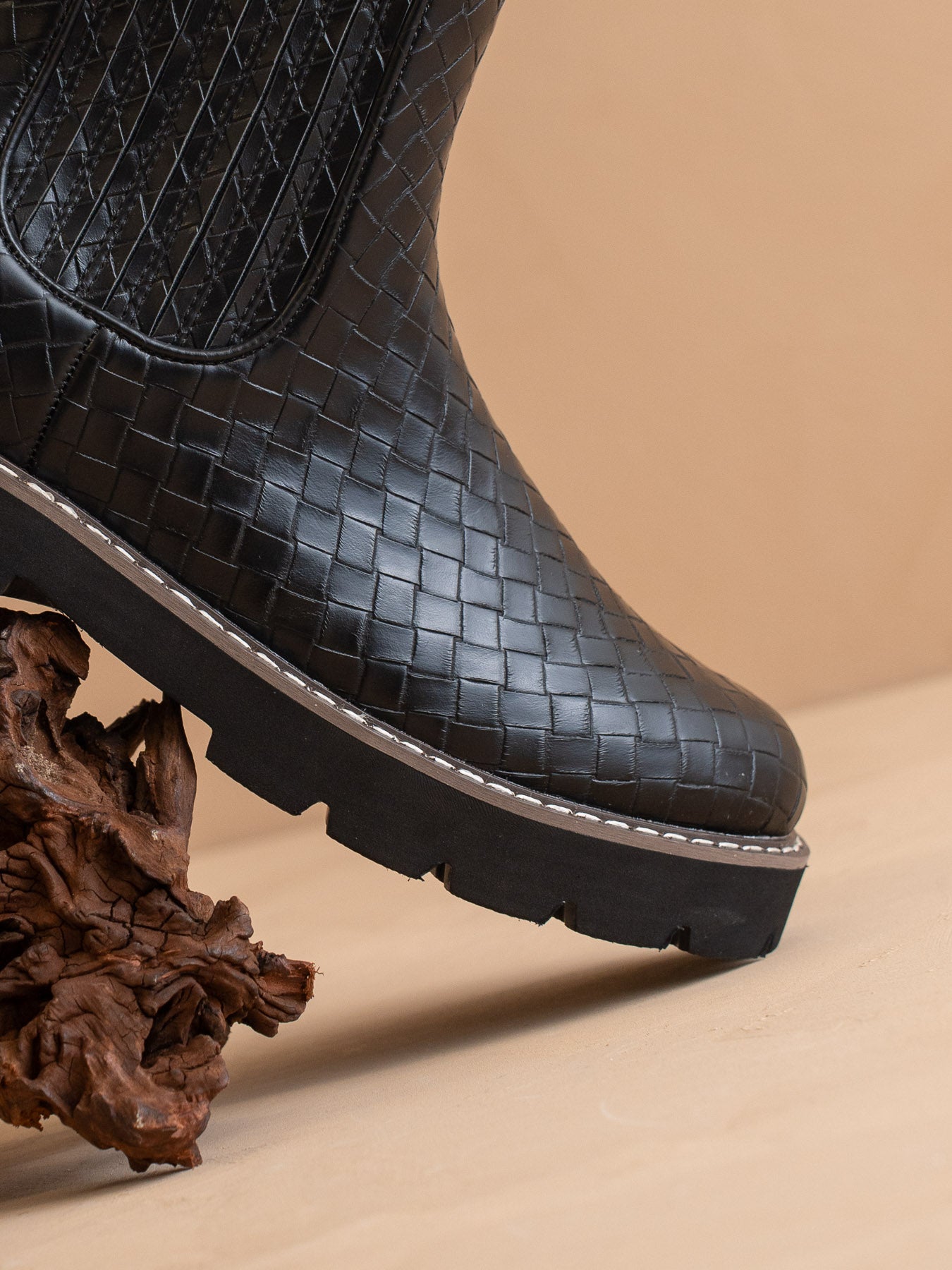 The Myra | Black Woven Chelsea Boot