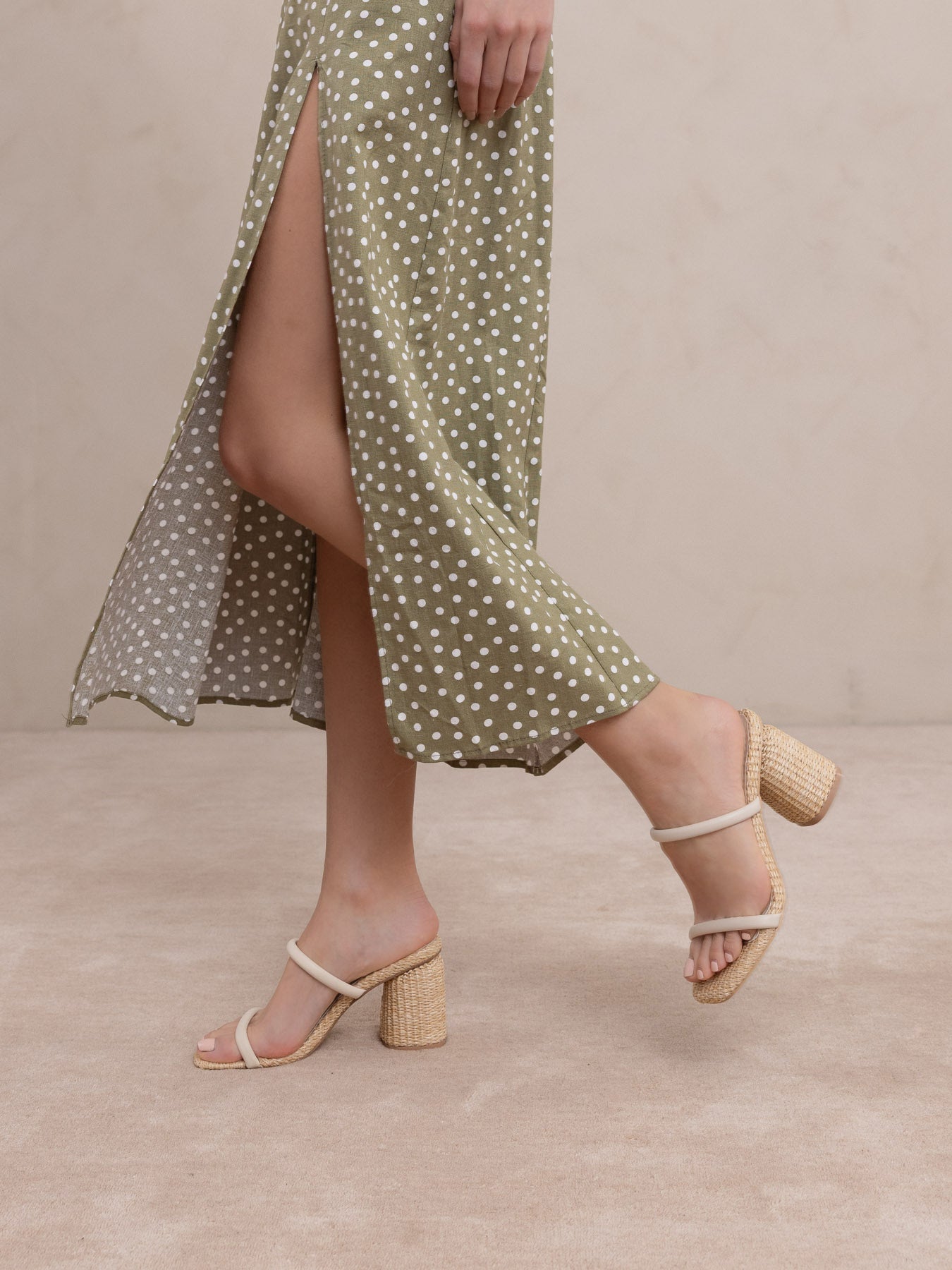 The Margaret | Beige Rattan Heel