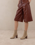 The Maxine | Khaki Minimal Suede Heel Bootie