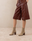 The Maxine | Khaki Minimal Suede Heel Bootie