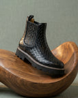 The Myra | Black Woven Chelsea Boot