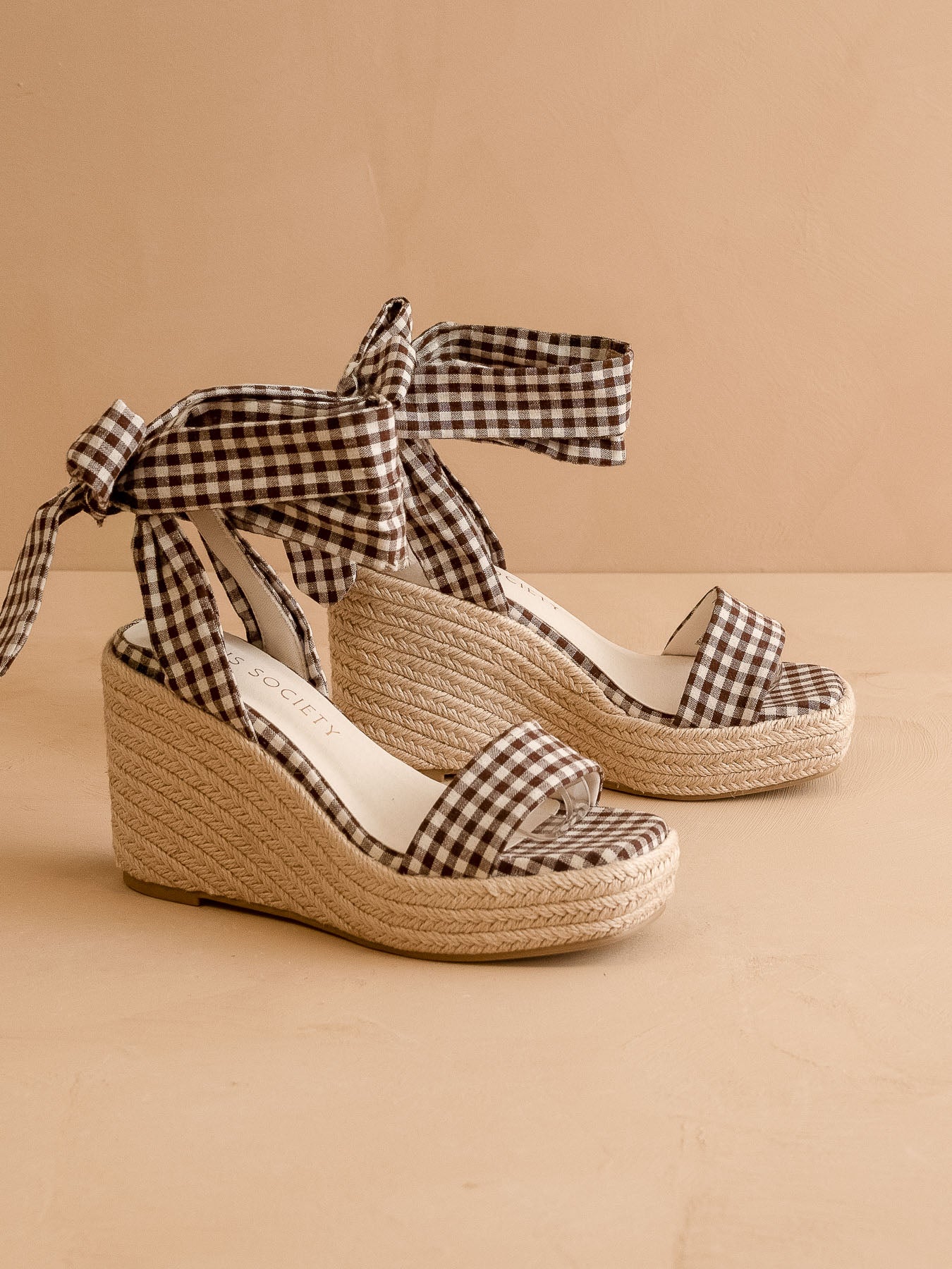 The Oceana | Coffee Gingham Wrap Wedge