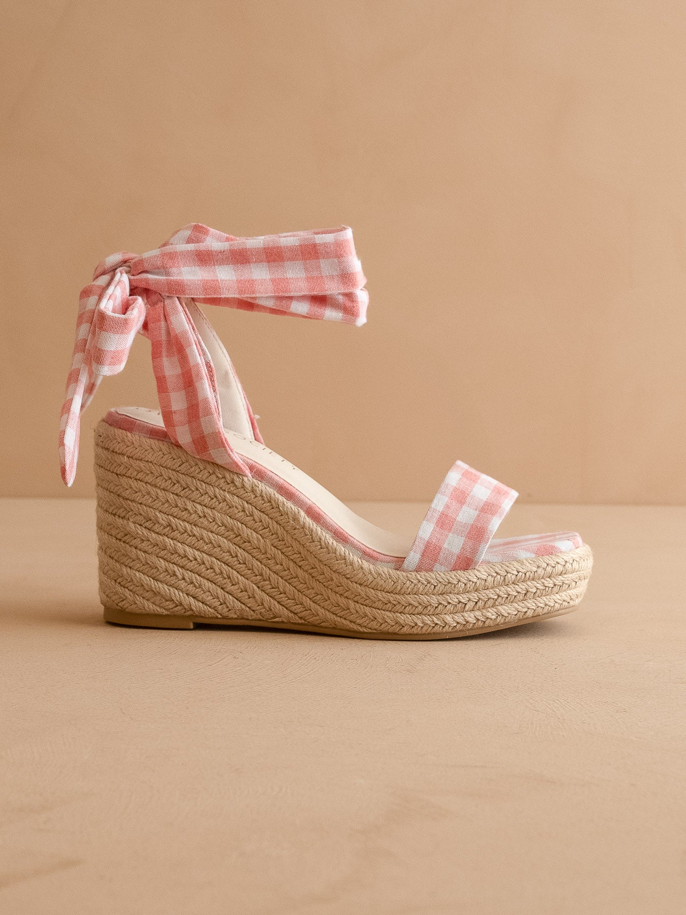 The Oceana | Peach Gingham Wrap Wedge