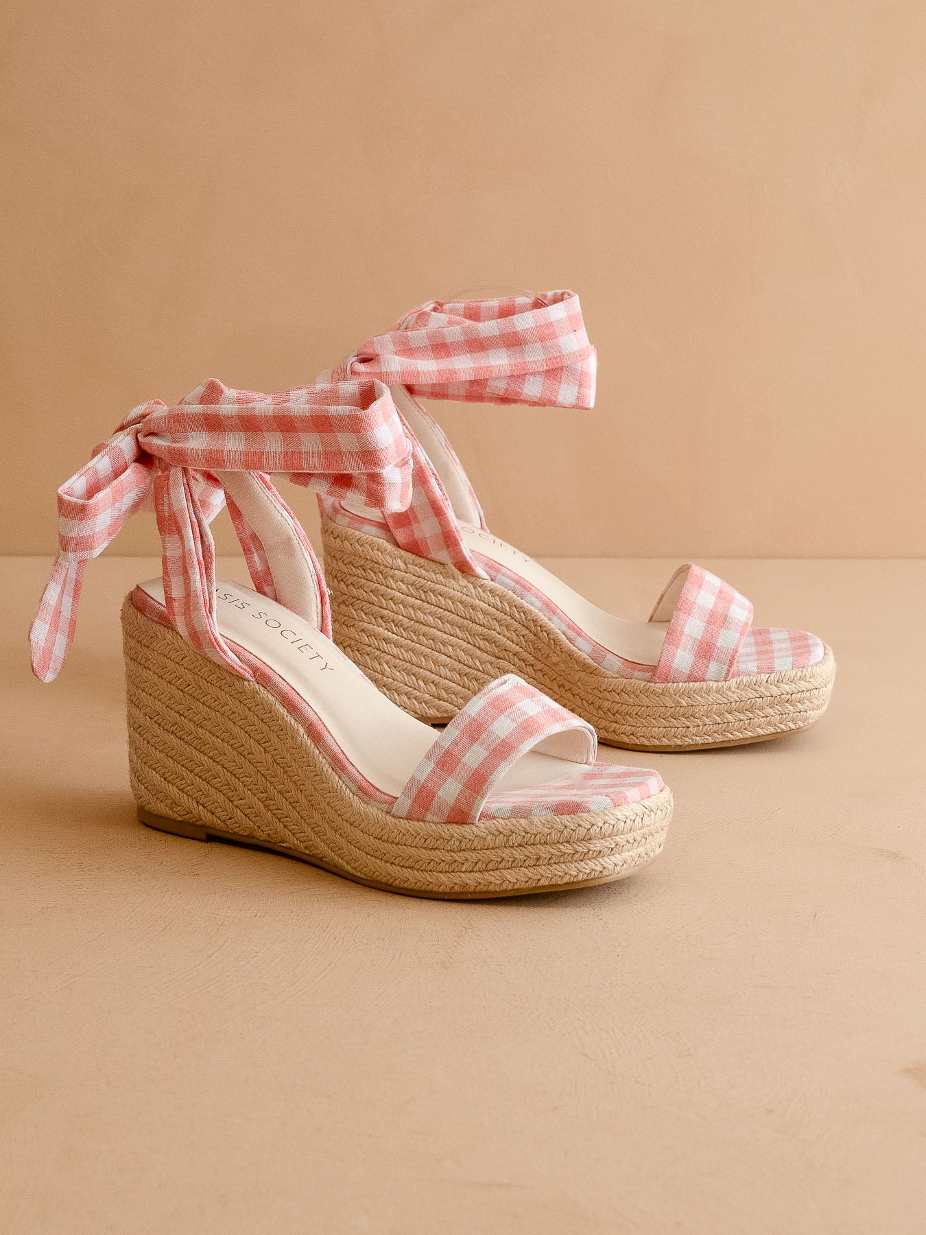 The Oceana | Peach Gingham Wrap Wedge