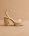 The Olympia | Natural Raffia Platform Heel