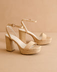 The Olympia | Natural Raffia Platform Heel