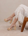 The Olympia | Natural Raffia Platform Heel