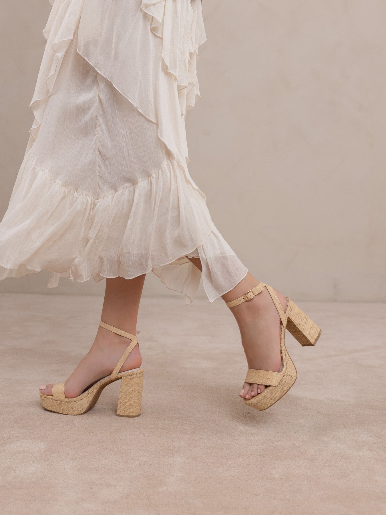 The Olympia | Natural Raffia Platform Heel