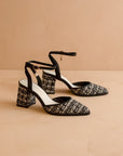 The Princess | Black Tweed Pointed Toe Heel with Ankle Strap