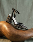 The Princess | Black Tweed Pointed Toe Heel with Ankle Strap