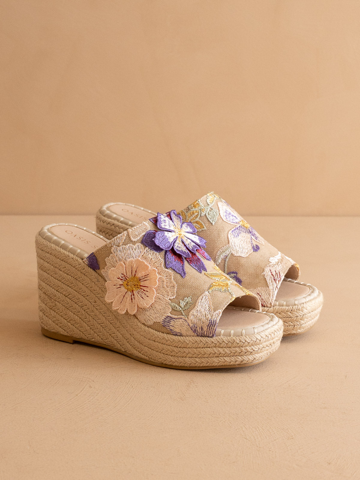 The Raina | Floral Espdarille Slip On Wedge