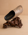 The Robin | Taupe Snake Studded Suede Mule
