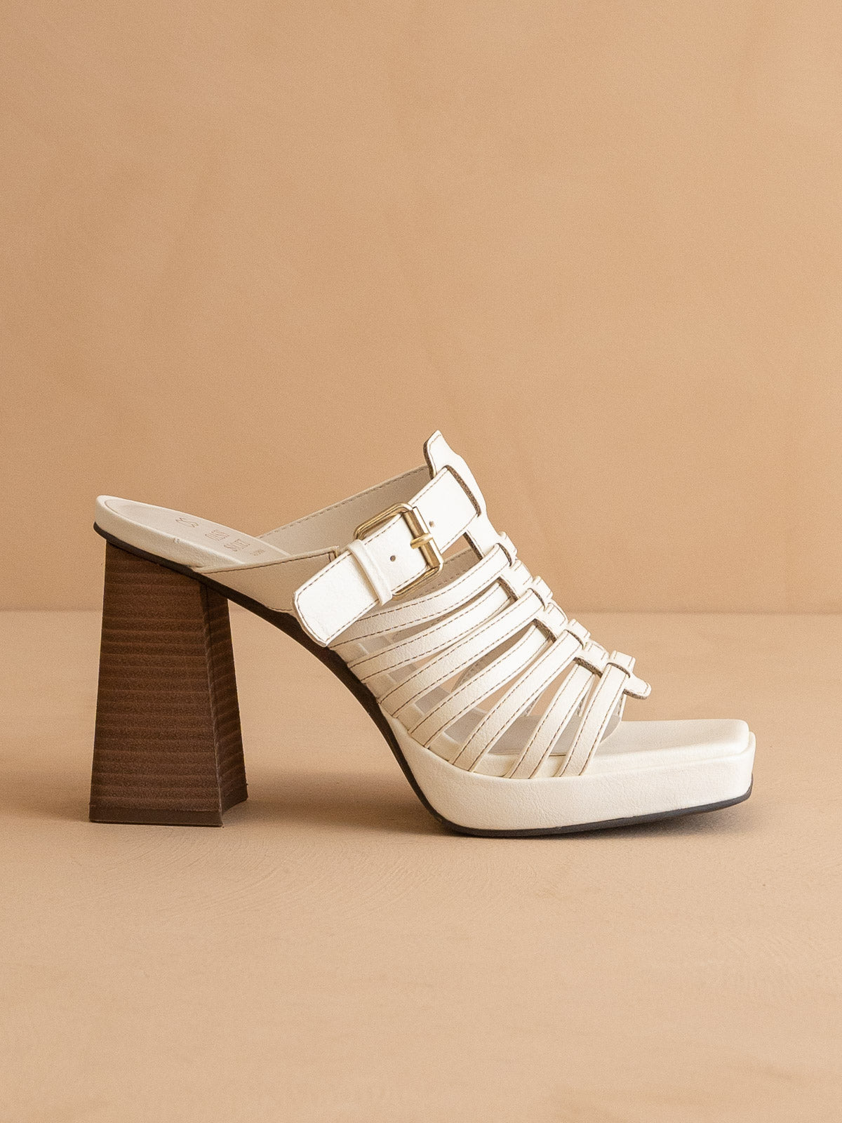 The Rome | White Basket Weave Inspired Sandal on A Platform Heel