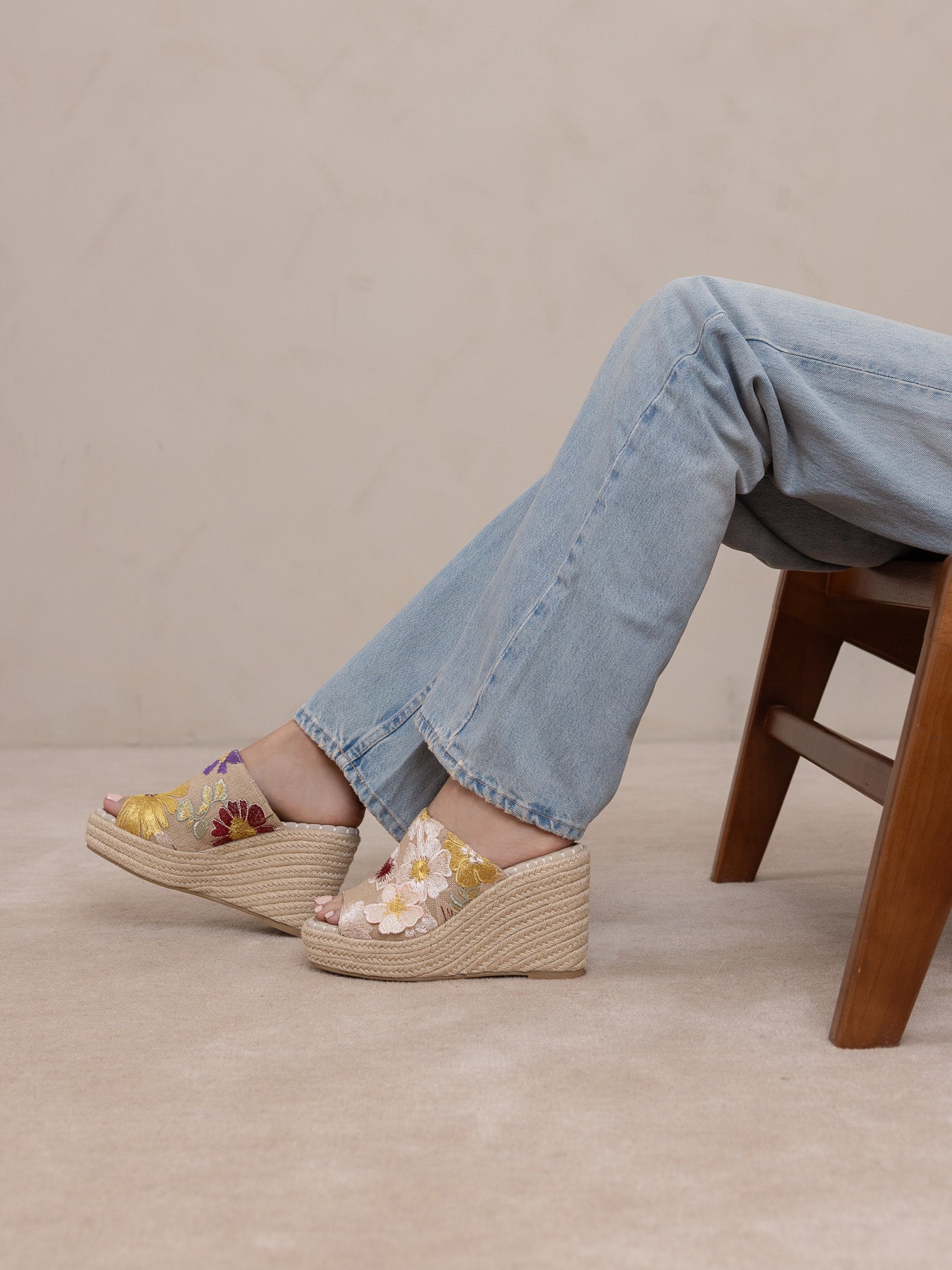 The Raina | Floral Espdarille Slip On Wedge