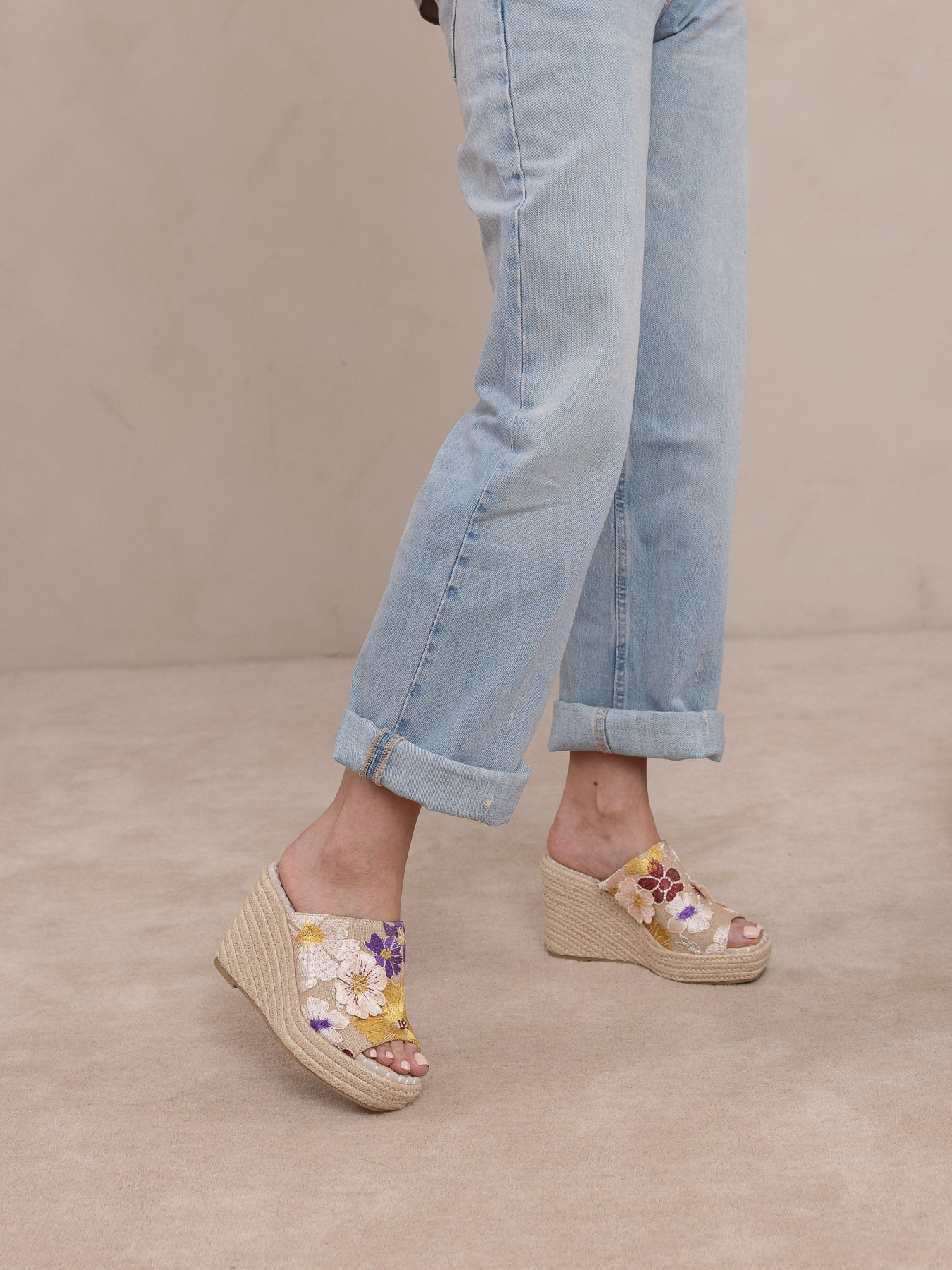 The Raina | Floral Espdarille Slip On Wedge