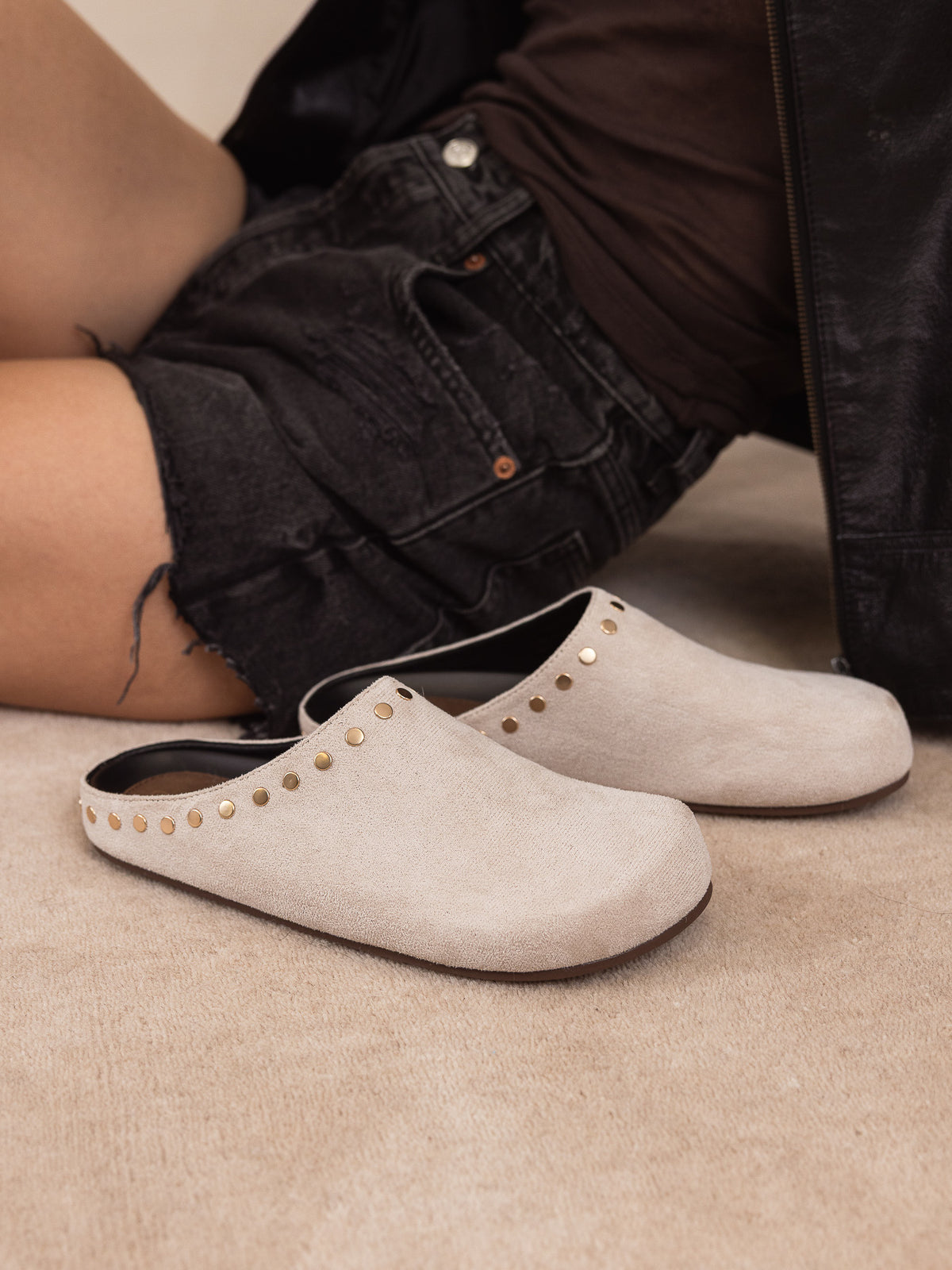 The Robin | Sand Studded Suede Mule