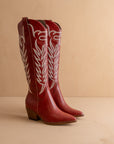 The Samara | Red Embroidered Tall Boot