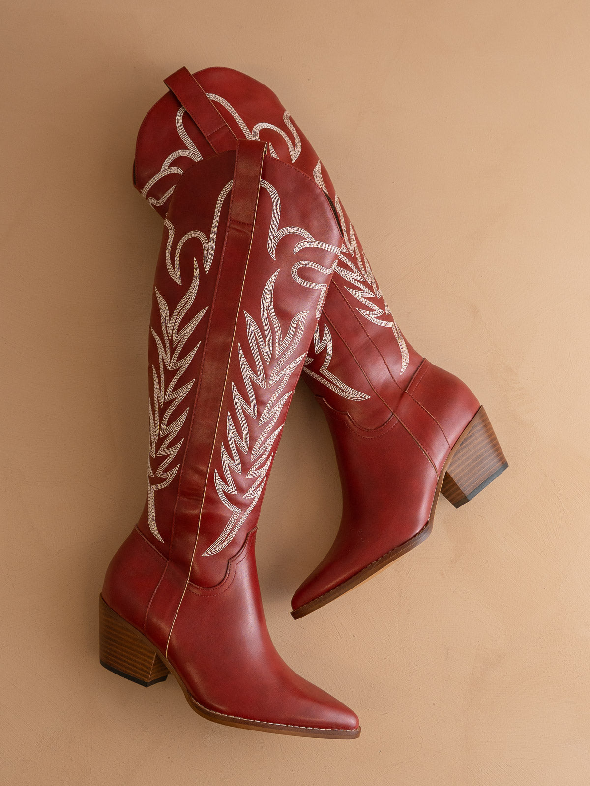 The Samara | Red Embroidered Tall Boot