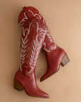 The Samara | Red Embroidered Tall Boot