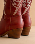 The Samara | Red Embroidered Tall Boot