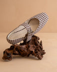 The Soho | Coffee Gingham Ballet Flat with Studded Buckle Strap