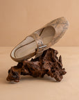 The Soho | Taupe Snake Ballet Flat with Studded Buckle Strap