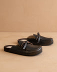 The Stevie | Distressed Black Tie Mule Loafer
