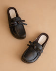 The Stevie | Distressed Black Tie Mule Loafer