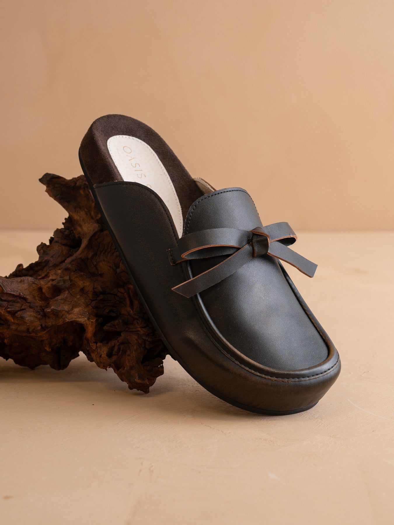 The Stevie | Distressed Black Tie Mule Loafer