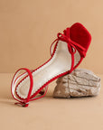 The Sylvie | Red Stiletto Velvet Thin Bow Heel