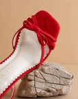 The Sylvie | Red Stiletto Velvet Thin Bow Heel